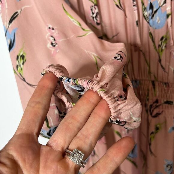 Nicole Miller Pink Silk Blend Floral Tiered Ruffle Long Sleeve Dress Sz Small - Picture 2 of 10